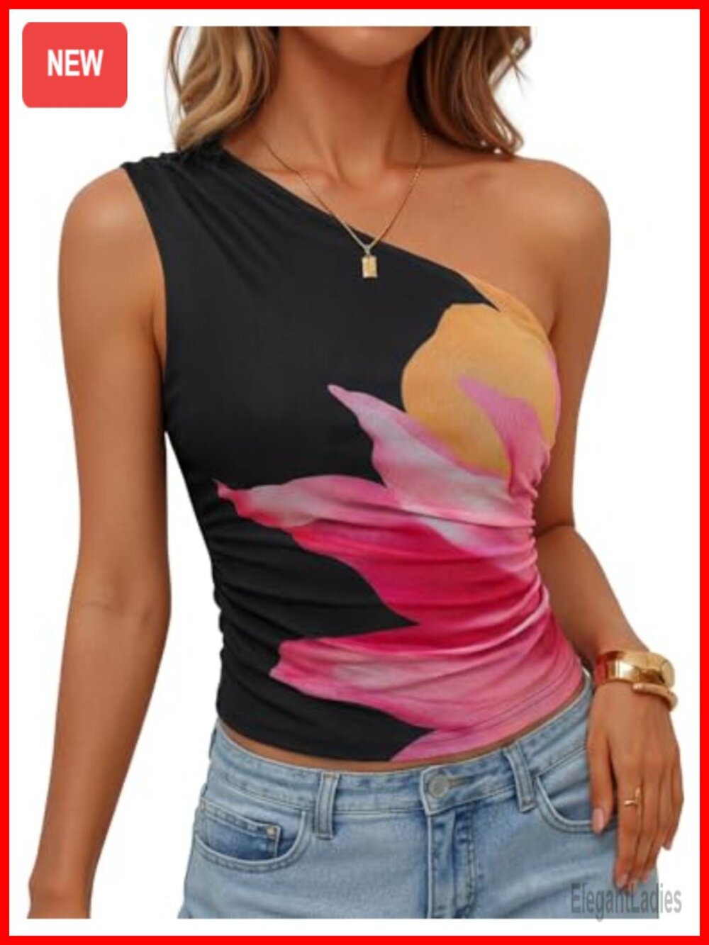 Womens Floral Mesh Off Shoulder Y2K Tank Top Sleeveless Ruched Summer Cami